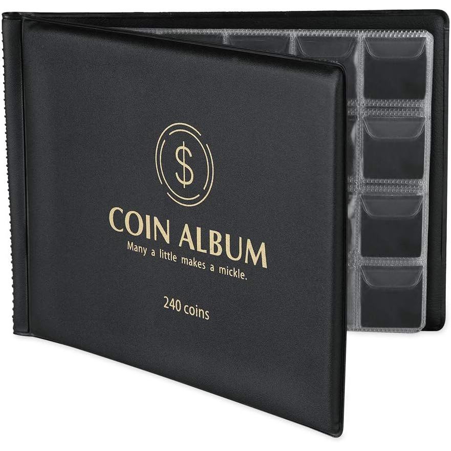 MUDOR Coin Collection Holder Album for Collectors, 240 Pockets Coin Collection Book Office Supplies