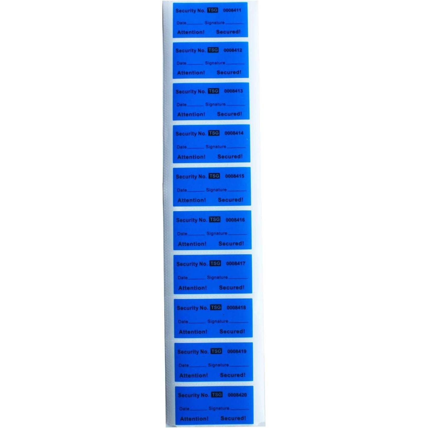 100pcs Non Transfer Tamper Resistant Security Warranty Void Labels/Stickers/Seals (Blue, 1 x 2 inches, Unique Nnumbers) - My Store