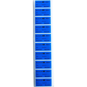 100pcs Non Transfer Tamper Resistant Security Warranty Void Labels/Stickers/Seals (Blue, 1 x 2 inches, Unique Nnumbers) - My Store