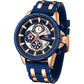 MF MINI FOCUS Men Watch, Chronograph Waterproof Sport Analog Quartz Watches Blue Silicon Strap Fashion Wristwatch for Men