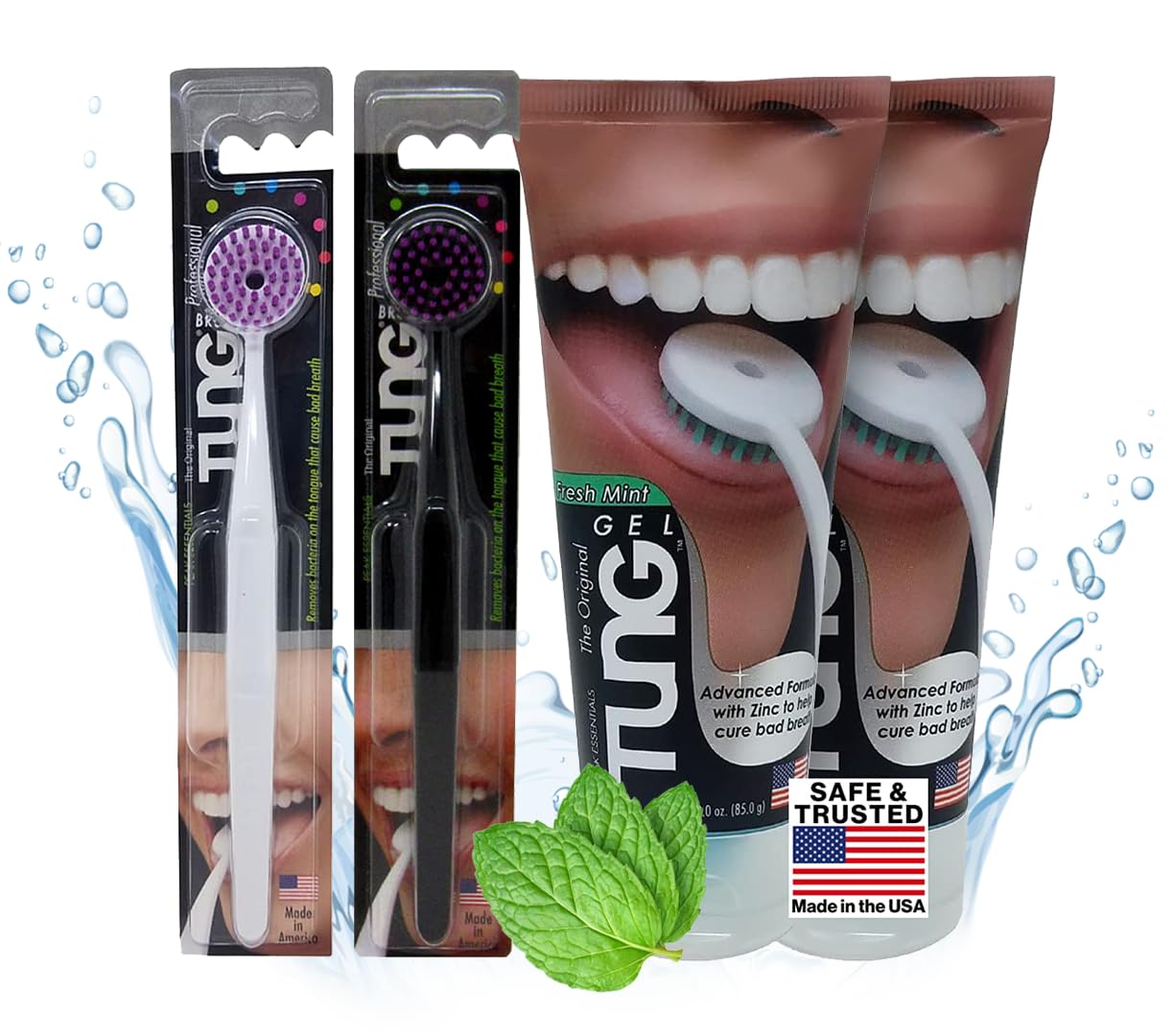 Buy now Tung Tongue Cleaning Kit, Tung Brush and Gel, Bad Breath Odor Eliminator, Halitosis Defense, USA Made (Set of 1) Set of 2 at indiglob india