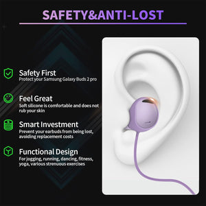 WOFRO Anti-Lost Strap for Galaxy Buds 2 Pro (2022), Sports Soft Silicone Lanyard Accessories Compatible with Samsung Galaxy Buds Pro 2 Earbuds Neck Rope (bora purple)