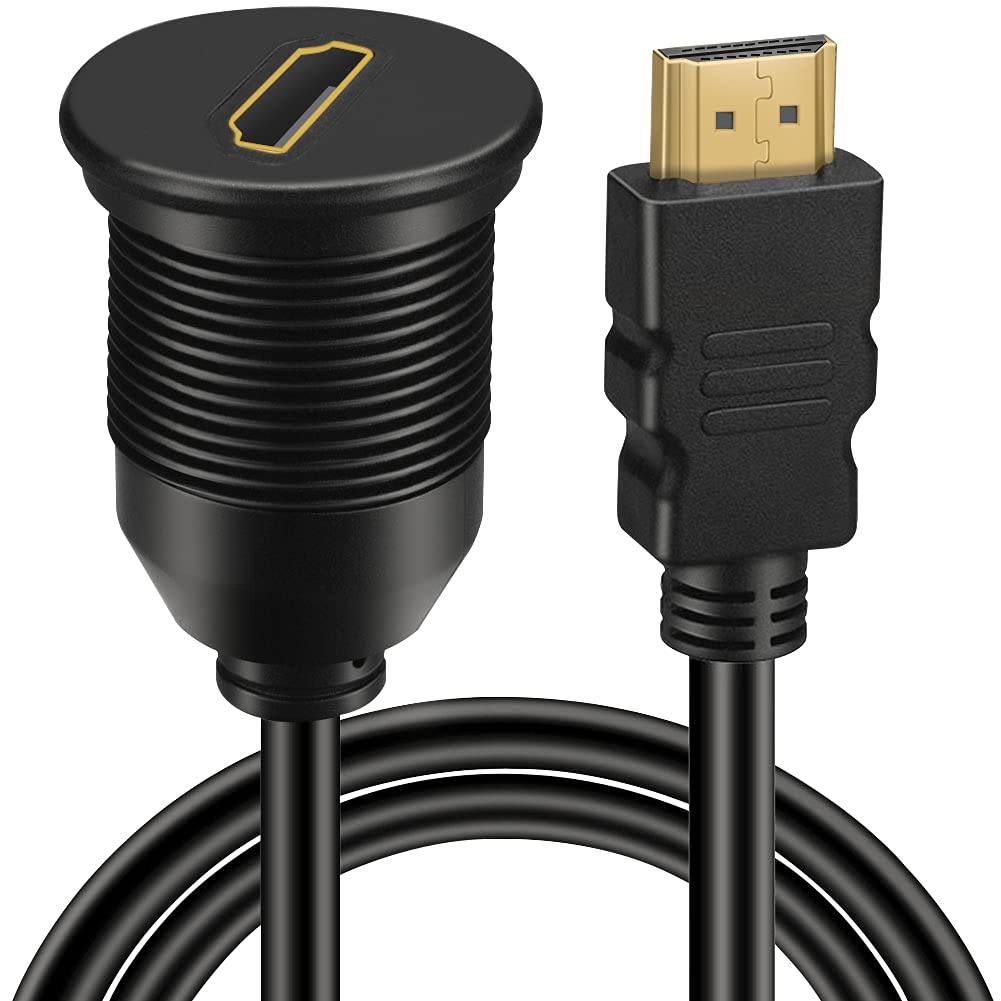 Buy now BATIGE HDMI Male to Female Car Mount Flush Extension Cable Truck Boat Motorcycle Dashboard Flush Mount with Mounting Panel - 3ft at indiglob india