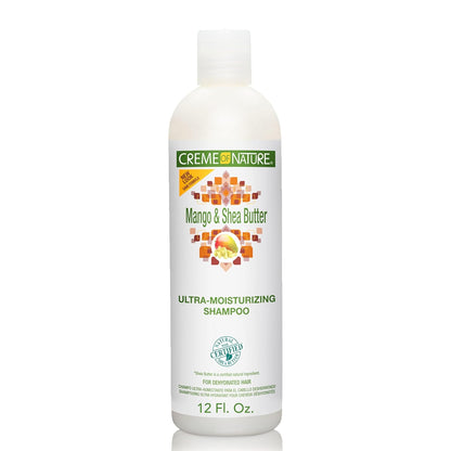 Creme of Nature Shampoo with Mango & Shea Butter, Ultra Moisturizing for Dry Dehydrated Hair, 12 Fl Oz