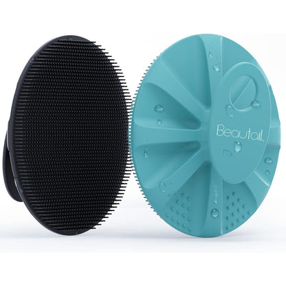 Silicone Body Scrubber Shower Bath Wash Brush Gentle Exfoliating Scrub Cleansing Loofah for Women Men Baby Sensitive Skin, Easy to Clean, Lather Nicely, More Hygienic, 1 Pack, Black