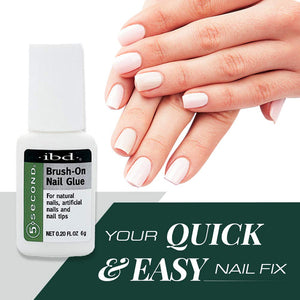 IBD 5-Second Brush On Nail Glue – Strong Nail Glue for Press Ons and Acrylic Nails, Quick-Dry Gel for Split or Broken Nails, Nail Bond & Repair – 6g, 3-Pack