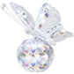 H&D HYALINE & DORA Pink Crystal Flying Butterfly with Crystal Ball Base Figurine Collection Cut Glass Ornament Statue Animal Collectible