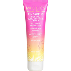 Pacifica Pineapple Swirl Curl Defining Cream – Curl Cream for Curly Hair, Curly Hair Products with Coconut Oil and Hyaluronic Acid, Styling for Bouncy Waves Without Crunch - 4 Oz