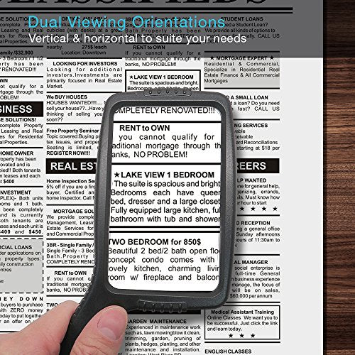 Buy now MagniPros Jumbo Size Magnifying Glass Wide Horizontal Lens(3X Magnification)- Shockproof Housing & Scratch Resistant Design W/Large Viewing Area Ideal for Reading Small Prints & Low Vision at indiglob india