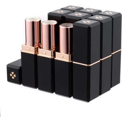 Allwon 10Pcs Black Empty Lipstick Tubes DIY Lip Balm Container (Square Tube)