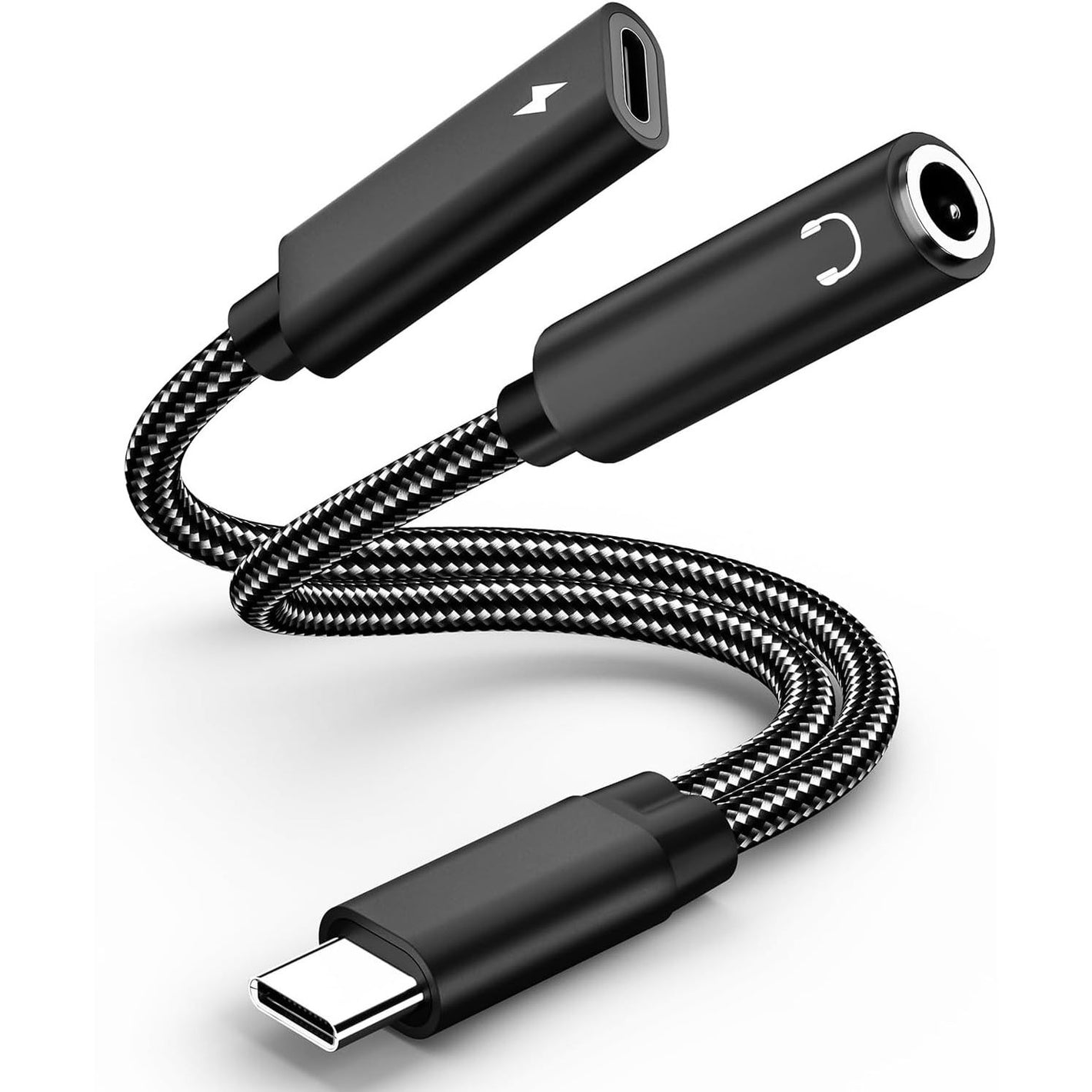 2 in 1 USB C to 3.5mm Headphone Audio and Charge Adapter, Type c to Aux Audio with PD 60W Fast Charge Adapter fit with iPhone 16 15 Pro Max, Galaxy S24 S23 S22, Pixel 9 8 7 6, iPad Pro/Macbook Air