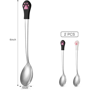 2-Piece Dog & Cat Food Can Spoon - Stainless Steel, White & Black
