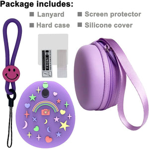 JCHPINE Hard Carrying Case and Silicone Cover Compatible with Tamagotchi Pix Interactive Virtual Pet Game Machine, Screen Film Protector for Tamagotchi Pix Accessories (Purple)