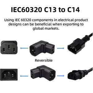 chenyang IEC 320 C14 Male 1 to 2 C13 Female Y Splitter Power Extension Cable Adapter 10A 250V for Monitor/Computer/PDU Chassis/Printer