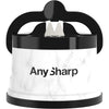 AnySharp – GLOBAL – Hands Free Knife Sharpener - Easy to Use Sharpening Tool with PowerGrip Suction Base and 20-Degree Pre-set Angle - For All Knives: Chef’s, Serrated, and Hardened Steel - Blue - White Marble