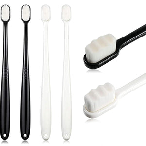 4 Pieces Extra Soft Toothbrushes for Sensitive Gums with 20000 Micro Nano Bristle for Adult Pregnant Gum Recession Elderly Braces, Protect Fragile Gums(Black, White)