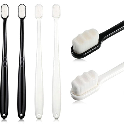 4 Pieces Extra Soft Toothbrushes for Sensitive Gums with 20000 Micro Nano Bristle for Adult Pregnant Gum Recession Elderly Braces, Protect Fragile Gums(Black, White)