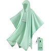 SaphiRose Extra Thick Hooded Rain Poncho Double Layer Waterproof Raincoat Jacket for Men Women Adults - Sage Green