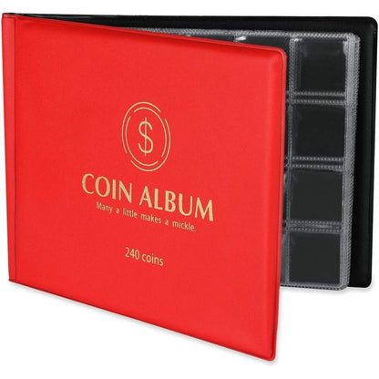 MUDOR Coin Collection Holder Album for Collectors, 240 Pockets Coin Collection Book Office Supplies