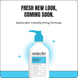 AmLactin Intensive Healing Body Lotion for Dry Skin, 7.9 oz Pump Bottle, 2-in-1 Exfoliator and Moisturizer with Ceramides and 15% Lactic Acid for 24-Hour Relief from Dry Skin (Packaging May Vary)