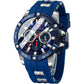 MF MINI FOCUS Men Watch, Chronograph Waterproof Sport Analog Quartz Watches Blue Silicon Strap Fashion Wristwatch for Men