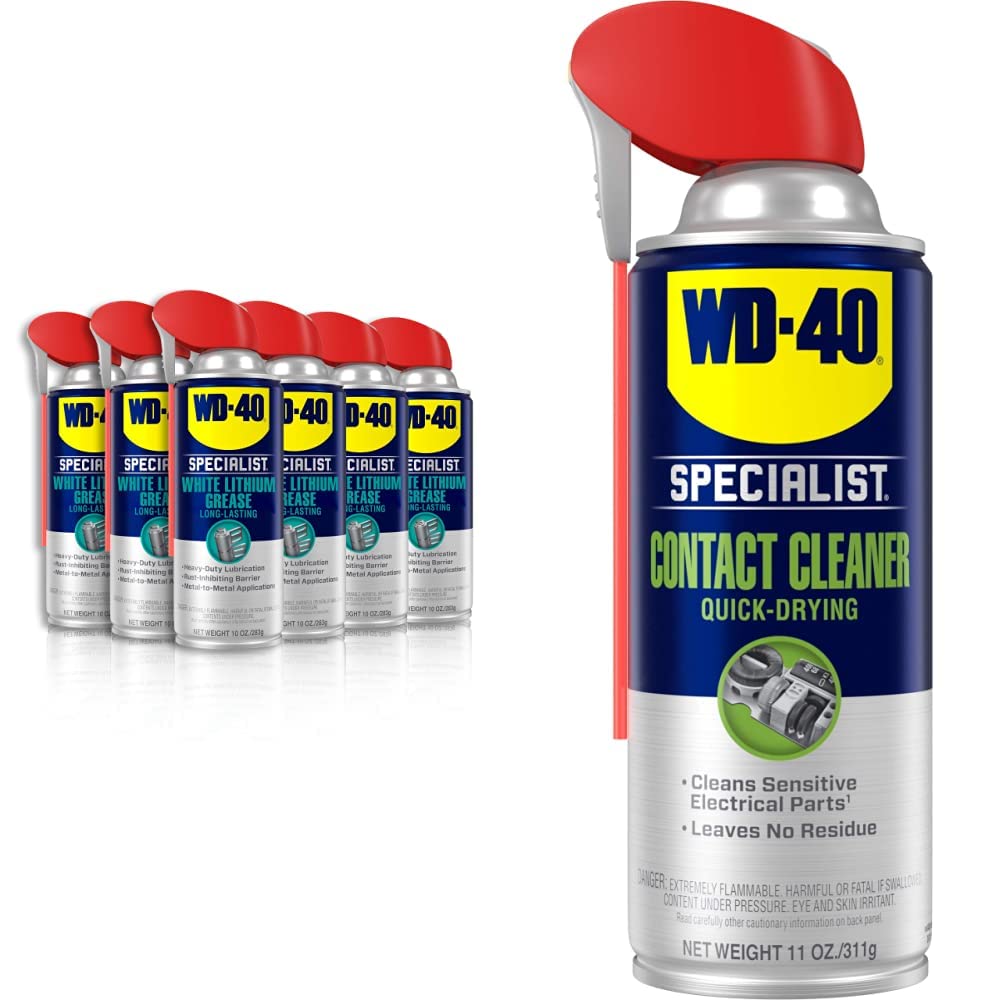 Buy now WD-40 Specialist White Lithium Grease Spray with Smart Straw Sprays 2 Ways, 10 OZ [6-Pack] & Specialist Penetrant with Smart Straw Sprays 2 Ways, 11 OZ at indiglob india