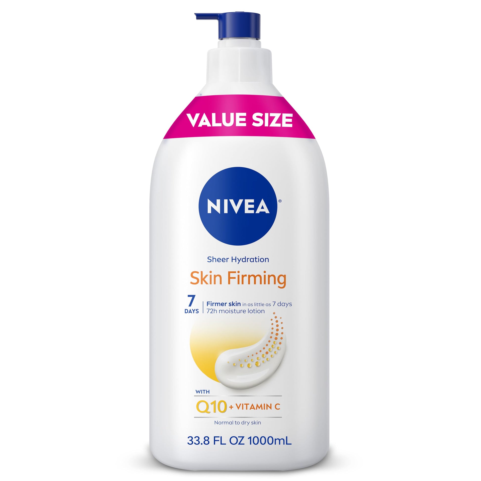 Buy now NIVEA Sheer Hydration Skin Firming Body Lotion with Q10 and Vitamin C, 72-Hour Body Moisturizer for Normal to Dry Skin, 16.9 Fl Oz Pump Bottle, Pack of 3 33.8 Fl Oz (Pack of 1) at indiglob india