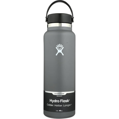 Hydro Flask Water Bottle - Insulated Stainless Steel - Wide Mouth Flex Lid, Non Spill, Leakproof and Refillable in 40 Oz