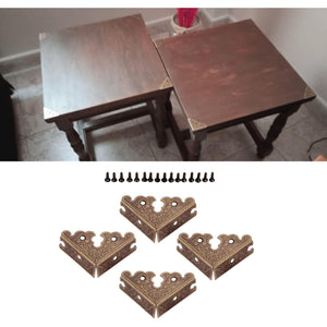 dophee 4Pcs Decorative Corner Protectors, Retro Style Edge Safety Guards Covers for Picture Frame Album Jewelry Box Gift Box Wooden Case Chest Tables Cabinet Furniture, 1.34"x1.34"-Antique Bronze