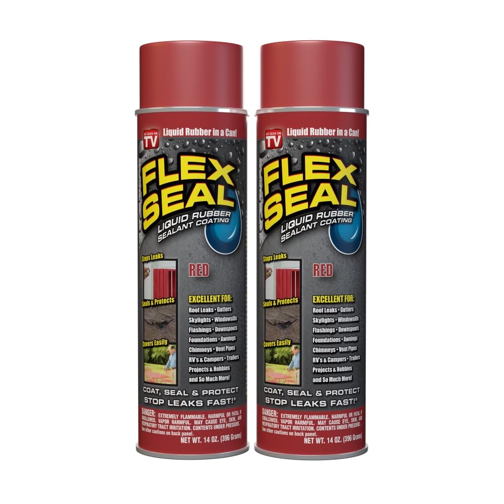 Buy now Flex Seal, 14 oz, Clear, Stop Leaks Instantly, Transparent Waterproof Rubber Spray On Sealant Coating, Perfect for Gutters, Wood, RV, Campers, Roof Repair, Skylights, Windows, and More Red 14 oz (Pack of 2) at indiglob india
