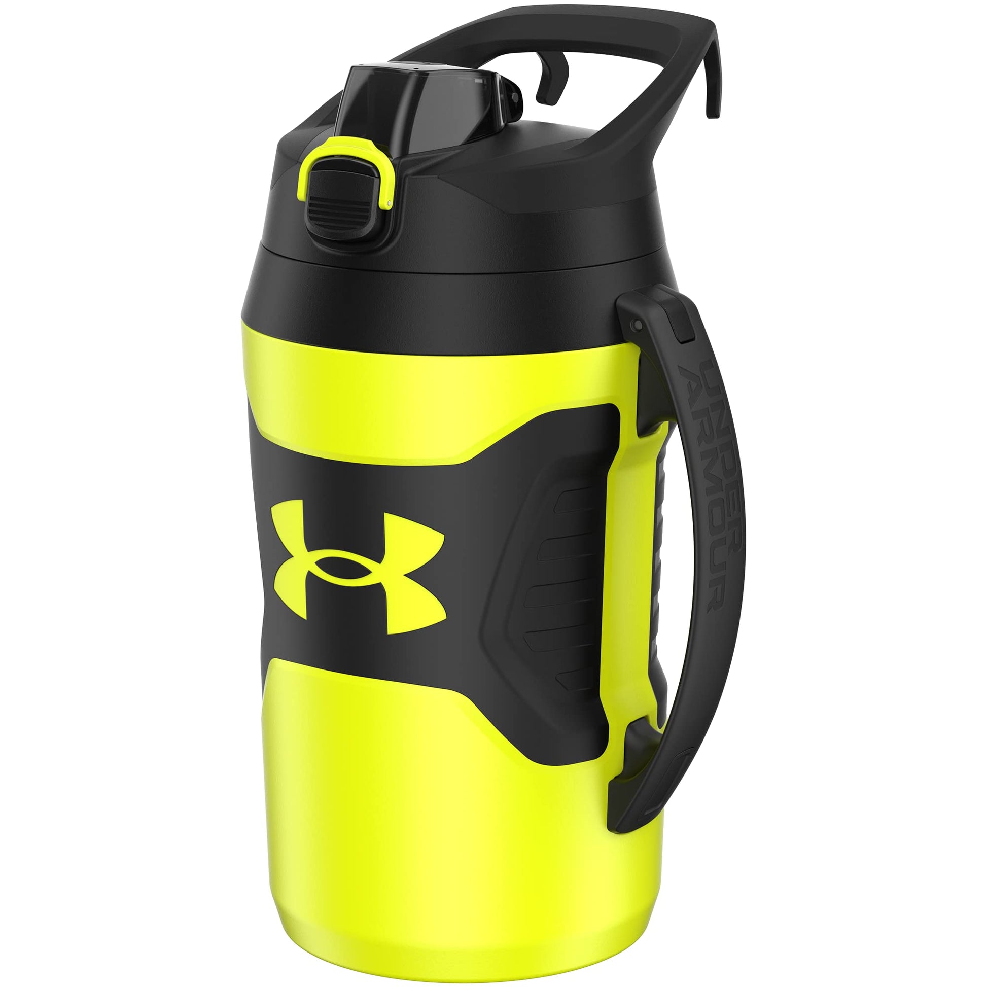 Buy now Under Armour Half Gallon Water Bottle Insulated, 64oz Insulated Water Bottle with Handle, Fence Hook, Leak Resistant, for Baseball, Football & More, Academy/Black Hi Vis Yellow Black at indiglob india