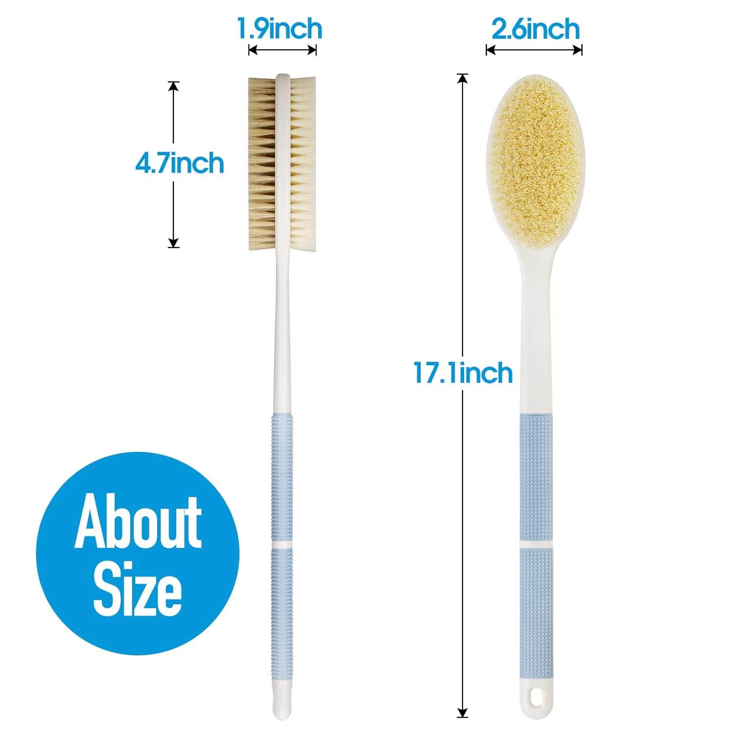 Back Scrubber Anti Slip Long Handle for Shower, Dual-Sided Back Brush with Stiff and Soft Bristles,Body Exfoliator for Bath or Dry Brush. - My Store