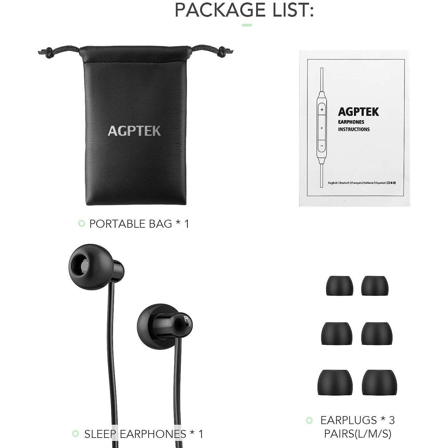 AGPTEK Sleep Earbuds, in-Ear Earphones for Sleeping with 3 Sizes Ultra-Light Soft Silicone, Noise Isolating Headphone Perfect for Sleeping, Insomnia, Side Sleeper, Air Travel, Meditation & Relaxation - My Store