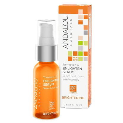 Andalou Naturals Turmeric + Vitamin C Enlighten Serum | Illuminating Face Treatment for Uneven Tone & Sun Damage | With Turmeric and Fruit Stem Cells | 1.1 fl oz - My Store
