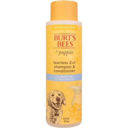 Burt's Bees for Pets Tear Free Puppy Shampoo and Conditioner - Tearless Dog Wash for Puppies, Pet Grooming Supplies, Gentle Dog Shampoo and Conditioner, Puppy Essentials for Easy Groom, 16 Fl Oz