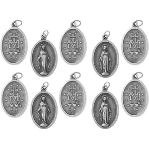 Miraculous Medal - 10 Pack, Silver, Classic, Religious, Devotional