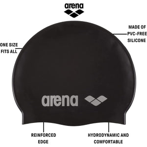 Arena Classic Unisex Soft Silicone Swim Cap for Women and Men, Intensive Training Comfortable Non-Slip Long Hair Swimming Hat