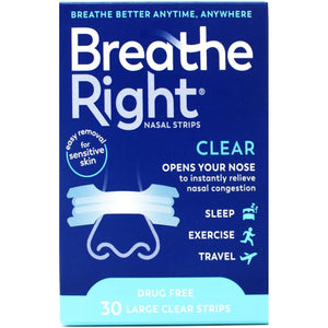 Breathe Right Nasal Strips Clear For Sensitive Skin Large 30 Each