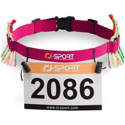 RJ-Sport Race Number Belt - Triathlon Race Belt Bib Holder with 6 Energy Gel Loops for Triathalon, Marathon, Running and Cycling