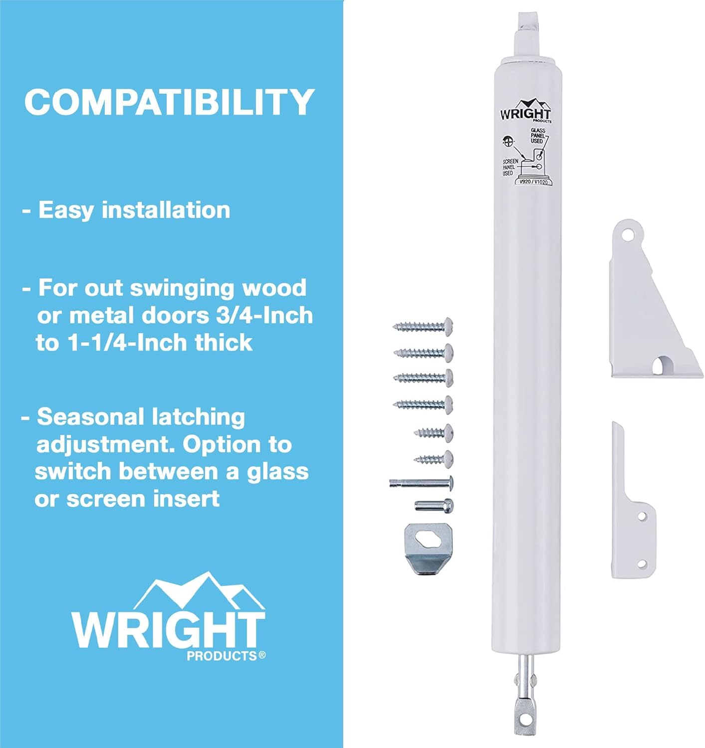 Buy now Wright Products - Standard Duty Pneumatic Screen and Storm Door Closer, White at indiglob india