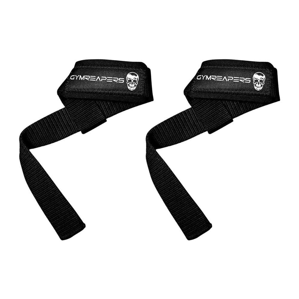 Buy now Gymreapers Lifting Wrist Straps for Weightlifting, Bodybuilding, Powerlifting, Strength Training, & Deadlifts - Padded Neoprene with 18 inch Cotton Black at indiglob india
