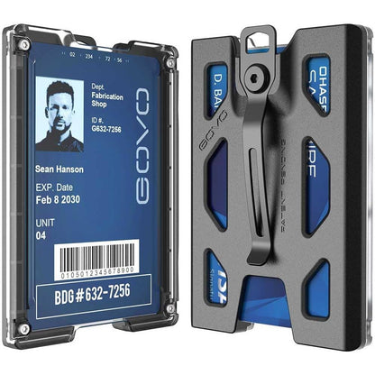 GOVO T4 Badge Holder/Wallet - Durable Polycarbonate ID/Credit Holder with Metal Clip and 4 Cards Slot (Holds 1to 4 Cards) Black