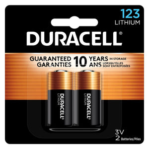 Buy now Duracell CR123A 3V Lithium Battery, 2 Count Pack, 123 3 Volt High Power Lithium Battery, Long-Lasting for Home Safety and Security Devices, High-Intensity Flashlights, and Home Automation at indiglob india