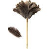 Feather Duster, Feather Dusters for Cleaning Ddzmz Fluffy Natural Genuine Ostrich Feathers with Wooden Handle Reusable Handheld Ostrich Feather Duster Cleaning Supplies, Gray and Brown(Length 16") - Brown 24"