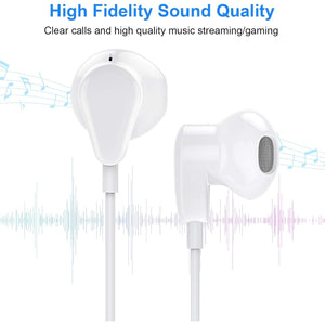 USB C Headphone for iPhone Air 17 Pro Max 16 16e 15 Plus for Samsung S25 S24 S23 FE S22 S21 A17 Galaxy Z Flip Type C Earphone with Mic Control Noise Cancel Wired Earbuds for iPad A16 10 Pixel 7 8 9a 9