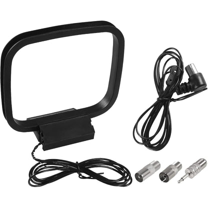 FM Radio Antenna 75 Ohm FM Antenna FM Coax Antenna and AM Loop Antenna with 3 Connectors for Indoor Home Stereo Receiver AV Audio Home Theater Receiver Power