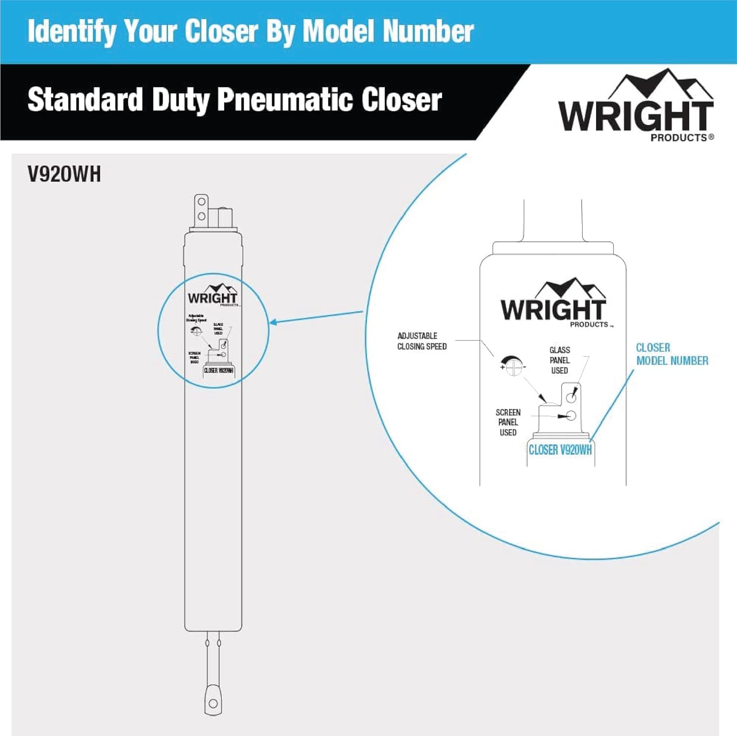Buy now Wright Products - Standard Duty Pneumatic Screen and Storm Door Closer, White at indiglob india