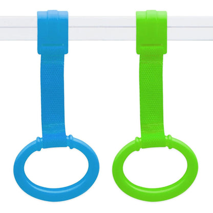 KALAMANDA 4 PCS Baby Playpen Pull Up Rings, Pull Up Handles Standing Walker Crib Pull Rings for Toddler Kids Children Walking Training Tool(Yellow/Red/Blue/Green)