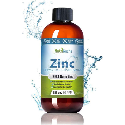 Liquid Zinc Supplement by Nutrinoche: Organic Liquid Drops - Ionic Zinc and Picolinate Alternative - 99.99% Ultra Pure Crystalline Nano Particles - for Adults and Children - (8 oz)