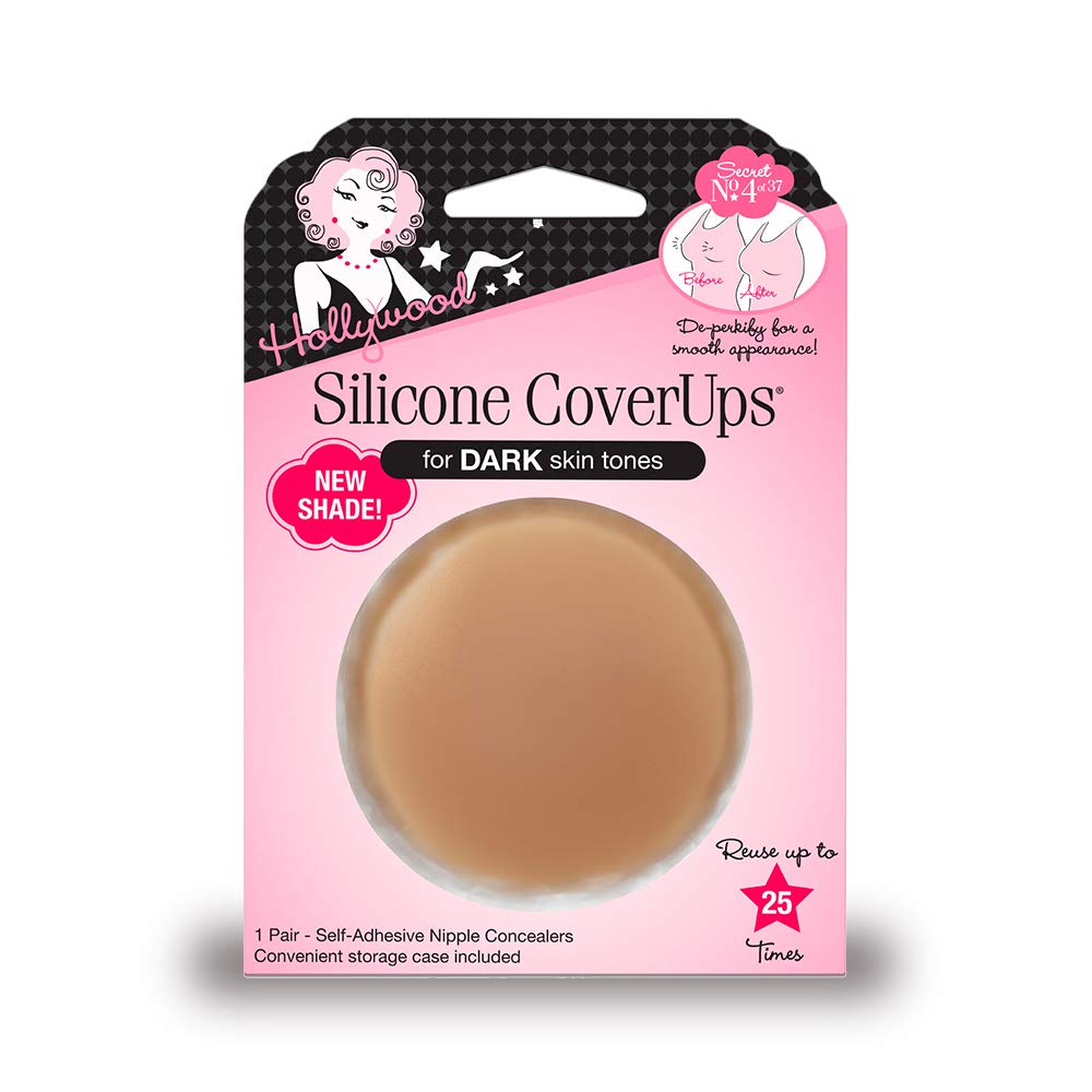 Buy now Hollywood Fashion Secrets Silicone Coverups, Hypoallergenic, Reusable, Washable, Gentle on Skin, Ultra Thin, Self Adhesive, Dark Shade, 1 Pack at indiglob india